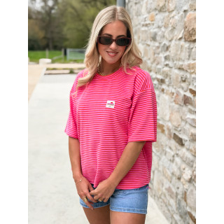 T-shirt ligné Imaya - Fuchsia