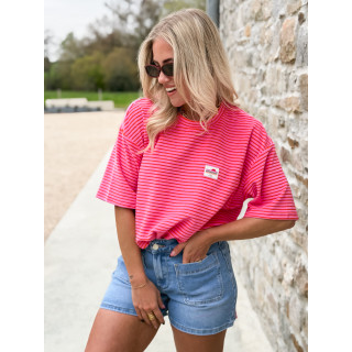 T-shirt ligné Imaya - Fuchsia