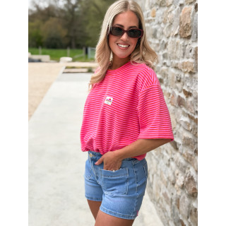 T-shirt ligné Imaya - Fuchsia