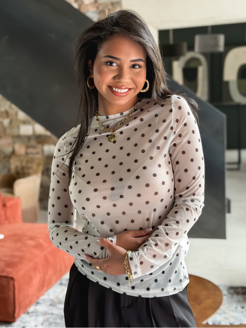 Blouse à pois Nelle - Blanc/Noir