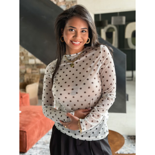 Blouse à pois Nelle - Blanc/Noir