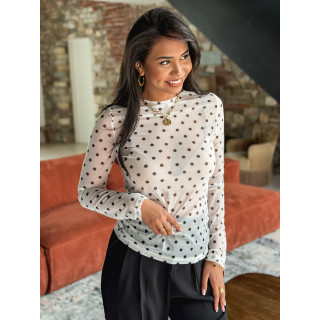 Blouse à pois Nelle - Blanc/Noir