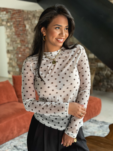 Blouse à pois Nelle - Blanc/Noir