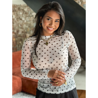 Blouse à pois Nelle - Blanc/Noir