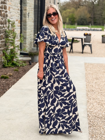 Robe longue à motifs Mirana - Bleu marine Robe longue à motifs Mirana - Bleu marine