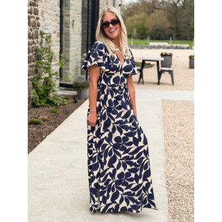 Robe longue à motifs Mirana - Bleu marine