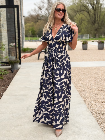 Robe longue à motifs Mirana - Bleu marine Robe longue à motifs Mirana - Bleu marine