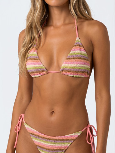 Bikini ligné Mariella - Corail/Vert