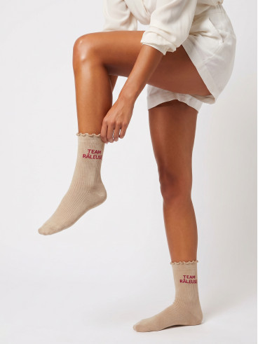 Chaussettes "Team râleuse" - Beige