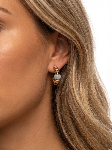 Boucles d'oreilles Ludmila - Doré/Bleu clair