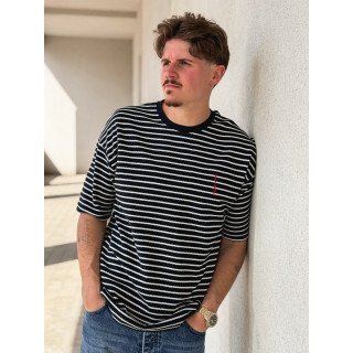 T-shirt ligné Augustin - Bleu marine