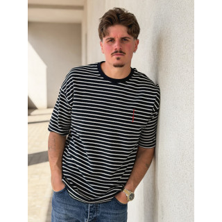 T-shirt ligné Augustin - Bleu marine