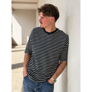 T-shirt ligné Augustin - Bleu marine