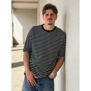 T-shirt ligné Augustin - Bleu marine