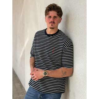 T-shirt ligné Augustin - Bleu marine