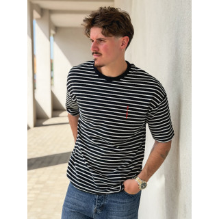 T-shirt ligné Augustin - Bleu marine