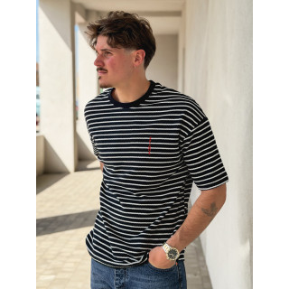 T-shirt ligné Augustin - Bleu marine