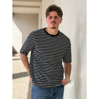 T-shirt ligné Augustin - Bleu marine