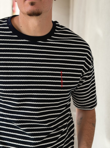 T-shirt ligné Augustin - Bleu marine