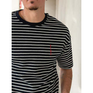 T-shirt ligné Augustin - Bleu marine