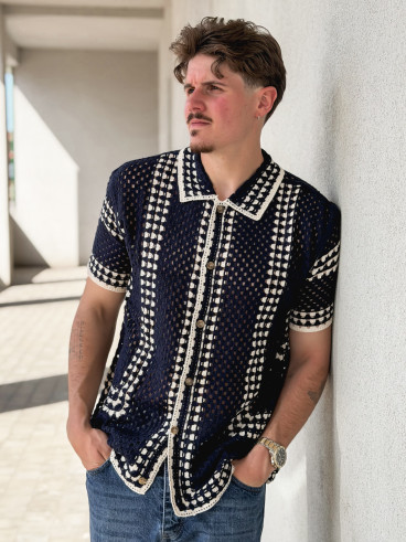 Chemise en crochet Silvio - Bleu