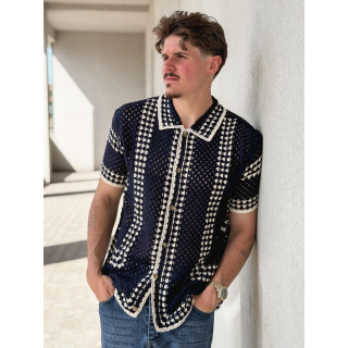 Chemise en crochet Silvio - Bleu