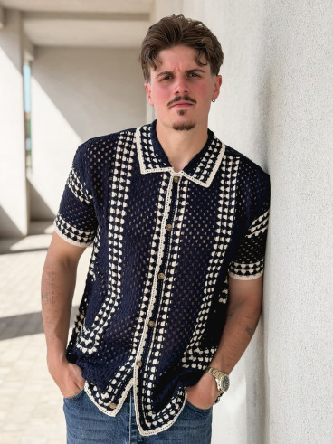 Chemise en crochet Silvio - Bleu