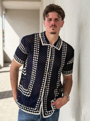 Chemise en crochet Silvio - Bleu