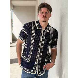 Chemise en crochet Silvio - Bleu