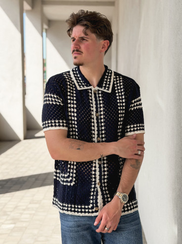 Chemise en crochet Silvio - Bleu