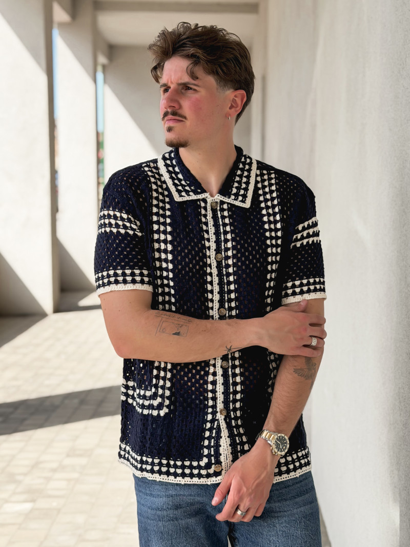 Chemise en crochet Silvio - Bleu