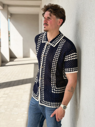 Chemise en crochet Silvio - Bleu