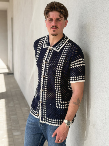 Chemise en crochet Silvio - Bleu