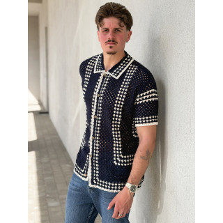 Chemise en crochet Silvio - Bleu