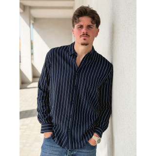 Chemise lignée Eden - Bleu marine