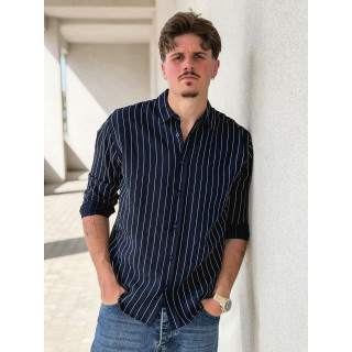 Chemise lignée Eden - Bleu marine