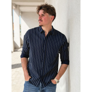 Chemise lignée Eden - Bleu marine