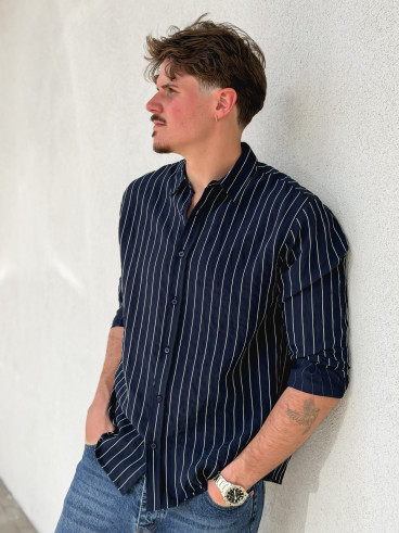 Chemise lignée Eden - Bleu marine