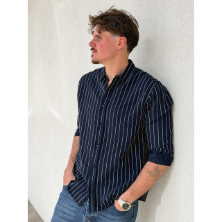 Chemise lignée Eden - Bleu marine