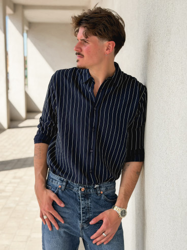 Chemise lignée Eden - Bleu marine