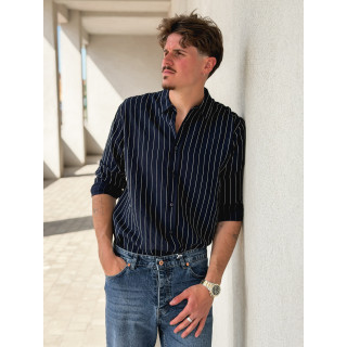 Chemise lignée Eden - Bleu marine