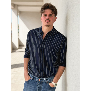 Chemise lignée Eden - Bleu marine