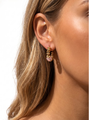Boucles d'oreilles Ludmila - Doré/Rose