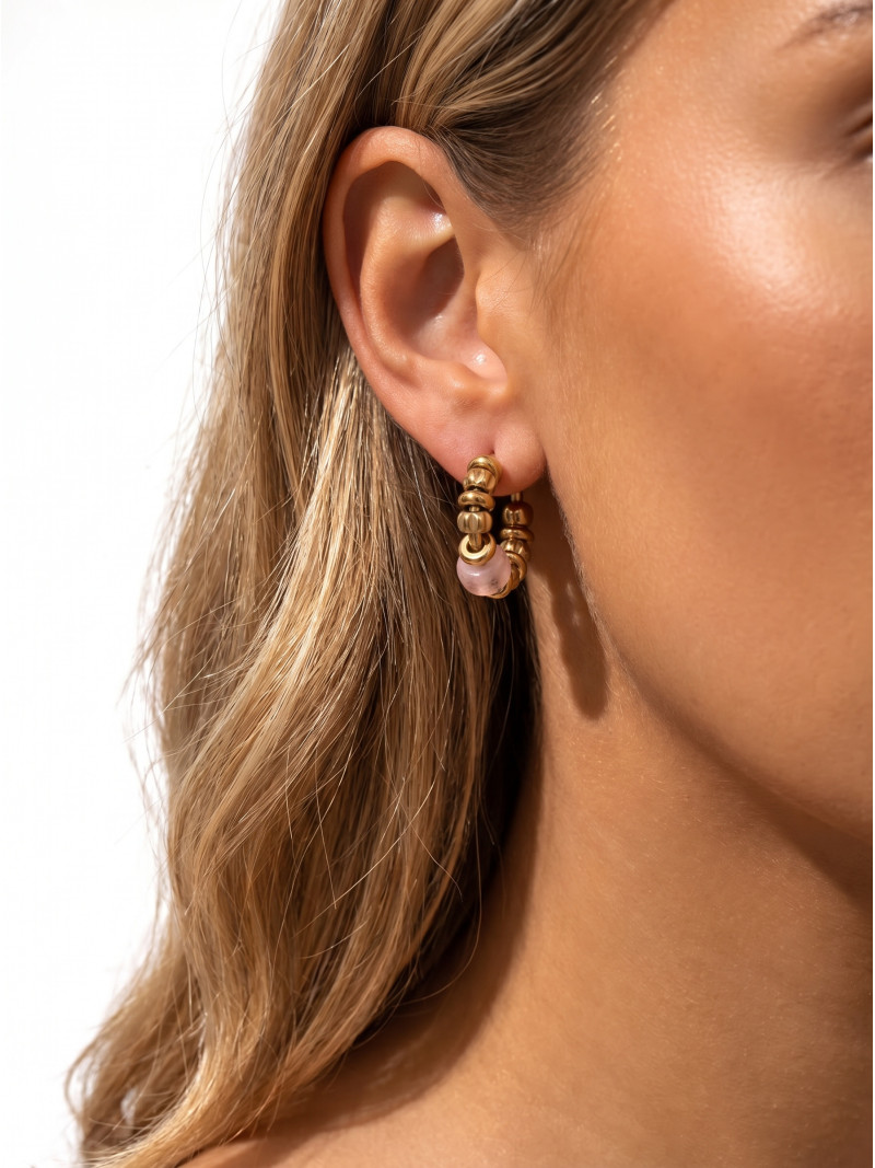 Boucles d'oreilles Ludmila - Doré/Rose