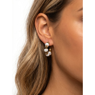 Boucles d'oreilles Alyssia - Doré/Blanc
