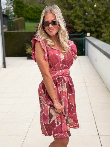 Robe courte à motifs Lalia - Rose