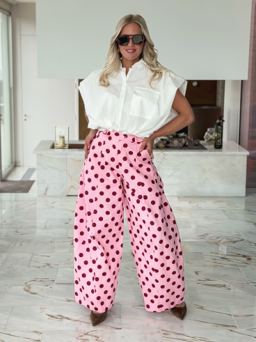 Pantalon à pois Lunea - Rose