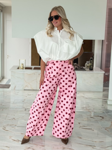 Pantalon à pois Lunea - Rose