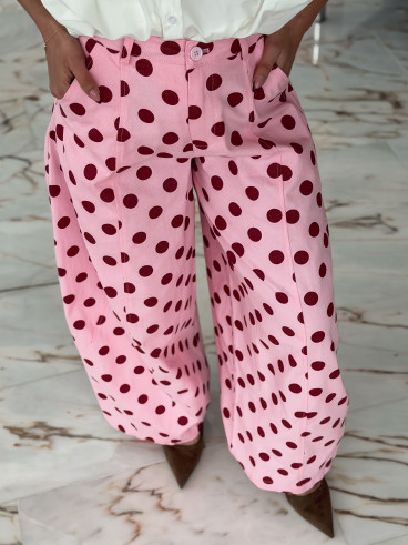 Pantalon à pois Lunea - Rose