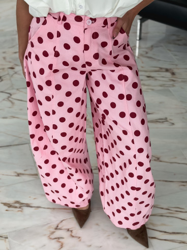 Pantalon à pois Lunea - Rose